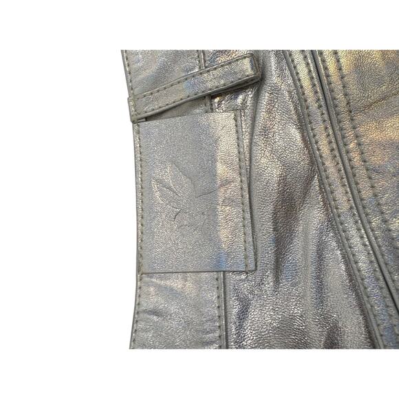 One Teaspoon Revenge Metallic Leather Bandit Shorts Silver Cowboy Cyber Sz 24 - Picture 10 of 12